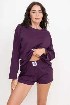 Bakłażanowa Piżama z szortami LEKREZI