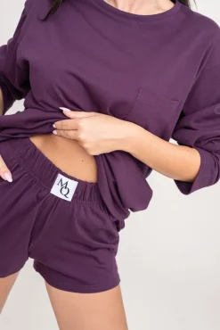 Bakłażanowa Piżama z szortami LEKREZI