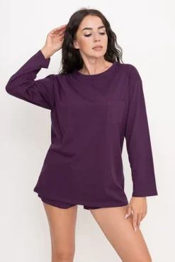 Bakłażanowa Piżama z szortami LEKREZI