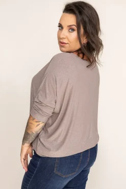 Beżowa Bluzka Brokatowa DEQUZI