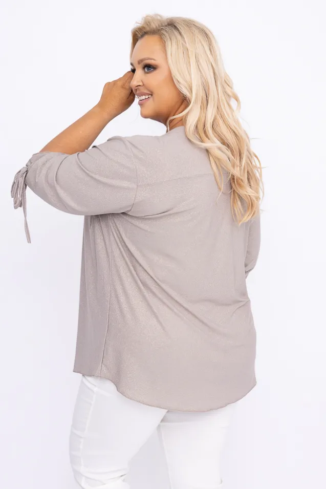 Beżowa Bluzka brokatowa GELVI