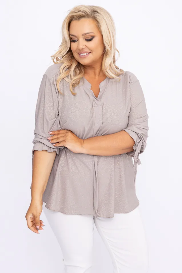 Beżowa Bluzka brokatowa GELVI