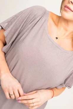 Beżowa Bluzka brokatowa MALPEZA