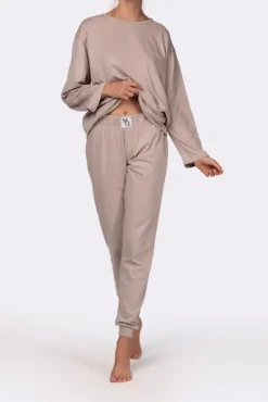 Beżowa Piżama z długimi spodniami HEMENY