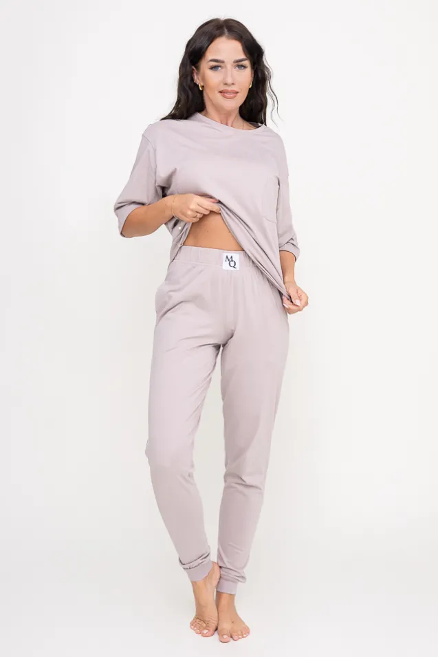 Beżowa Piżama z długimi spodniami REVENTI