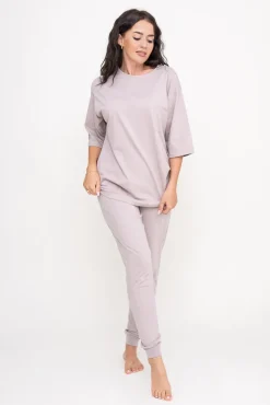 Beżowa Piżama z długimi spodniami REVENTI