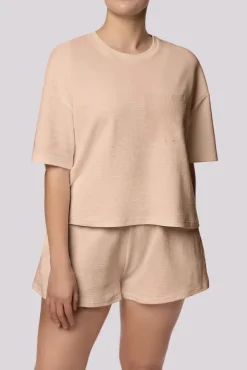 Beżowa Piżama z szortami COZY