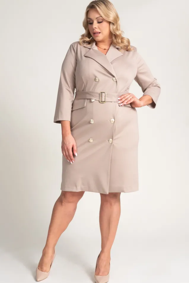 Beżowa Sukienka żakietowa GANTIA