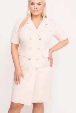 Beżowa Sukienka żakietowa NUTRIXIA