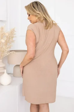 Beżowa Sukienka brokatowa VENZIN