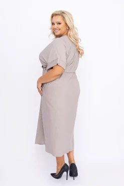 Beżowa Sukienka brokatowa MONSORI