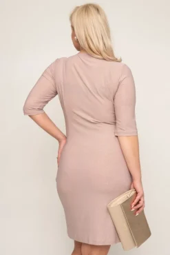 Beżowa Sukienka brokatowa BRILIA