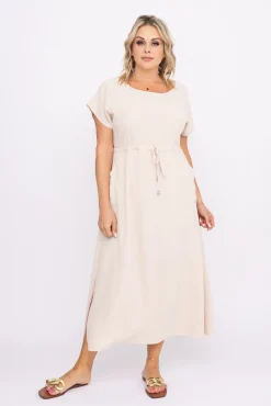 Beżowa Sukienka PIRMENO