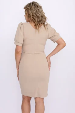 Beżowa Sukienka z marszczeniem XIOPI
