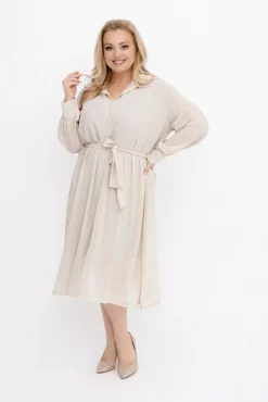 Beżowa szyfonowa Sukienka koszulowa EFARINO