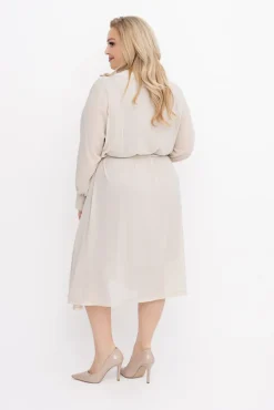 Beżowa szyfonowa Sukienka koszulowa EFARINO