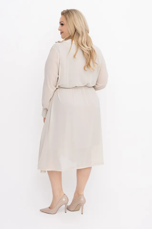 Beżowa szyfonowa Sukienka koszulowa EFARINO