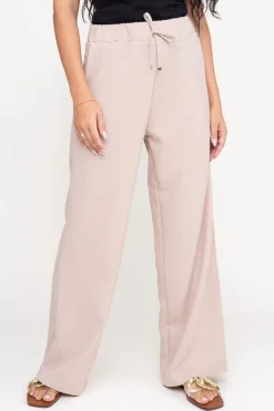 Beżowe Spodnie lniane WAROSA