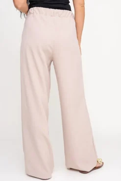 Beżowe Spodnie lniane WAROSA