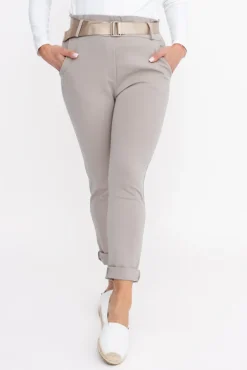 Beżowe Spodnie z paskiem ARTEMIS