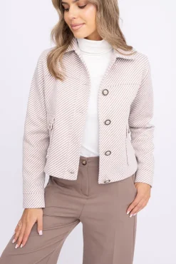 Beżowo-biała Kurtka TUSEMENO