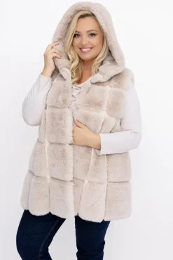 Beżowy Kożuszek z kapturem FIRIO