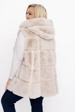 Beżowy Kożuszek z kapturem FIRIO