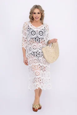 Biała haftowana Sukienka plażowa PLAYEN