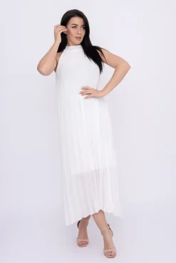 Biała plisowana Sukienka szyfonowa LUZIO