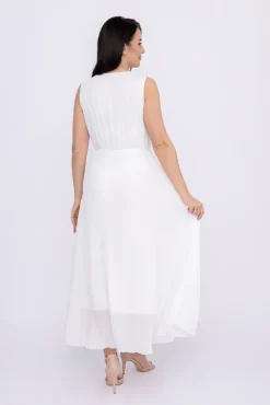 Biała plisowana Sukienka szyfonowa GUSTEN