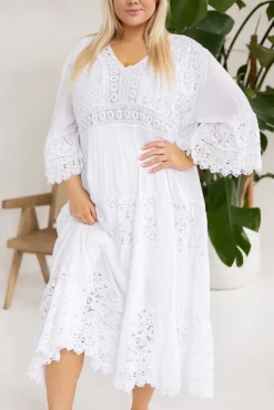 Biała Sukienka koronkowa GASPI