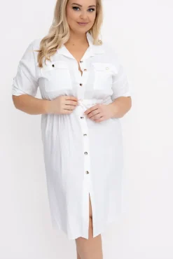Biała Sukienka szmizjerka SAFERI