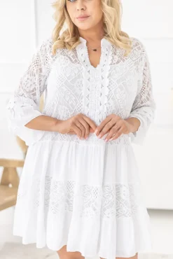 Biała Sukienka z haftem TULUZI