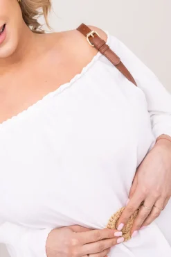 Biała Sukienka z marszczonymi rękawami LERTIA