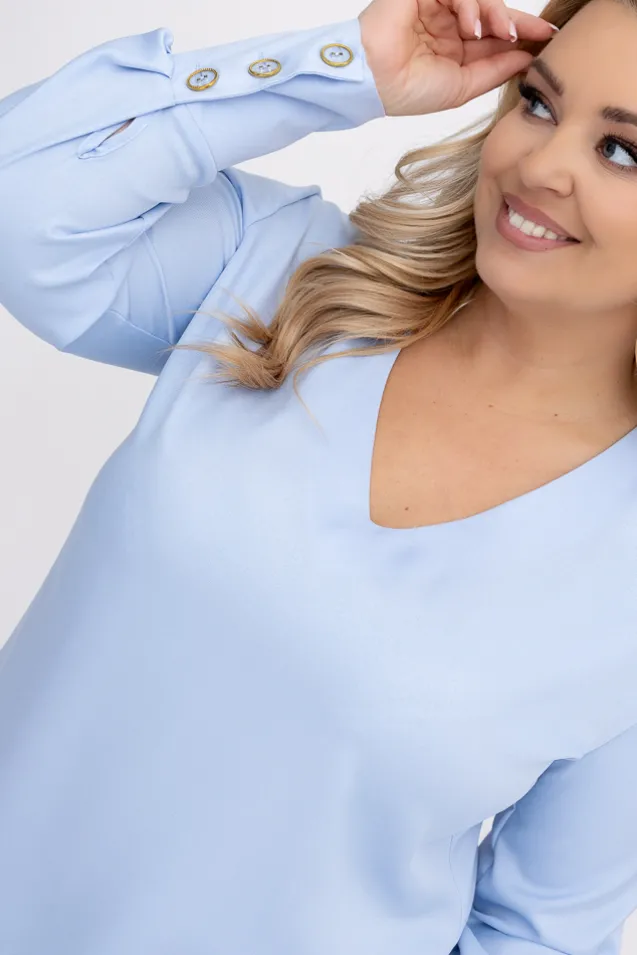 Błękitna Bluzka Elegancka XEVIN