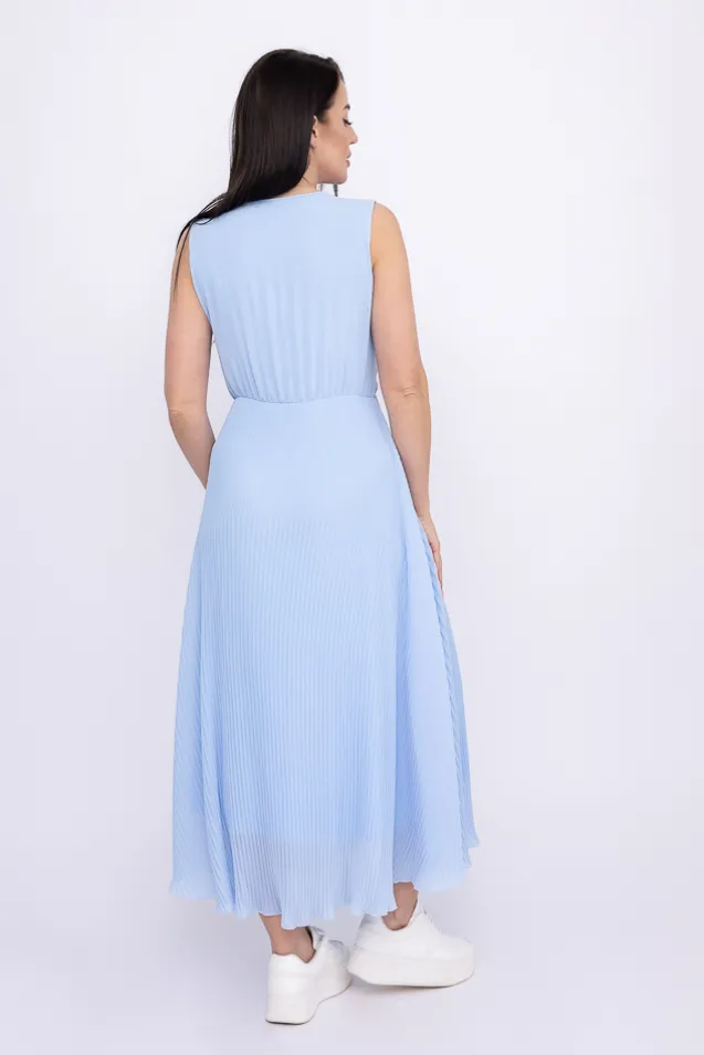Błękitna plisowana Sukienka szyfonowa GUSTEN