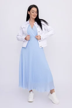 Błękitna plisowana Sukienka szyfonowa GUSTEN