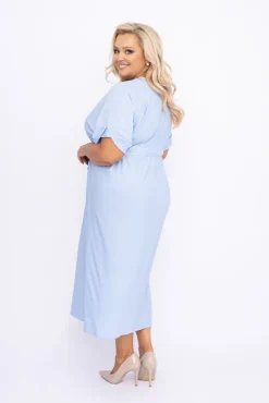 Błękitna Sukienka brokatowa MONSORI