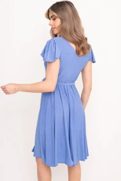 Błękitna Sukienka brokatowa GENVELI