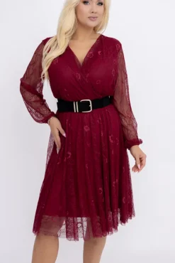 Bordowa Sukienka koronkowa DOBORI
