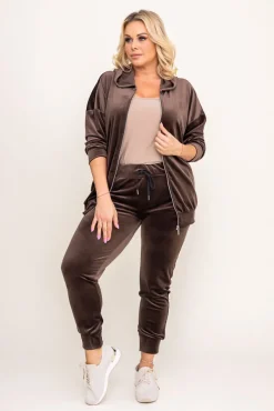 Brunatny Komplet Dresowy welurowy KARMENIO