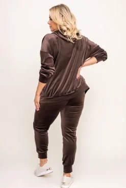 Brunatny Komplet Dresowy welurowy KARMENIO