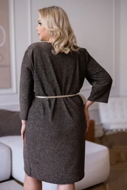 Brązowa Sukienka błyszcząca KOLIO