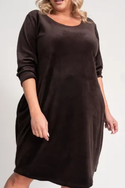 Brązowa Sukienka welurowa DEMY