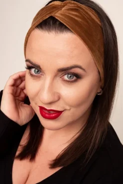 Brązowa Welurowa Opaska na włosy MAGNETIC