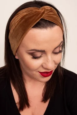 Brązowa Welurowa Opaska na włosy MAGNETIC