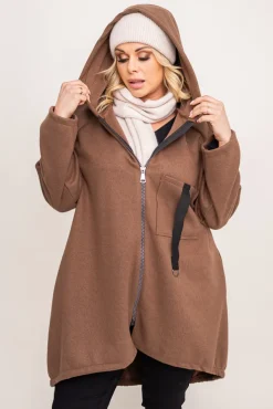 Brązowy Płaszczyk z kapturem HEVEMI
