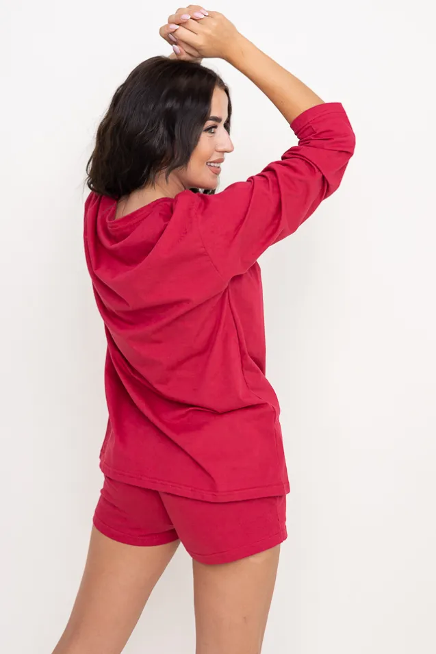 Burgundowa Piżama z szortami LEKREZI