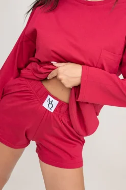 Burgundowa Piżama z szortami LEKREZI