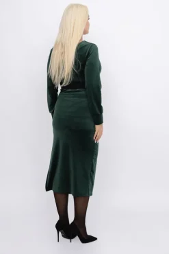 Butelkowozielona Sukienka welurowa BAKARIA